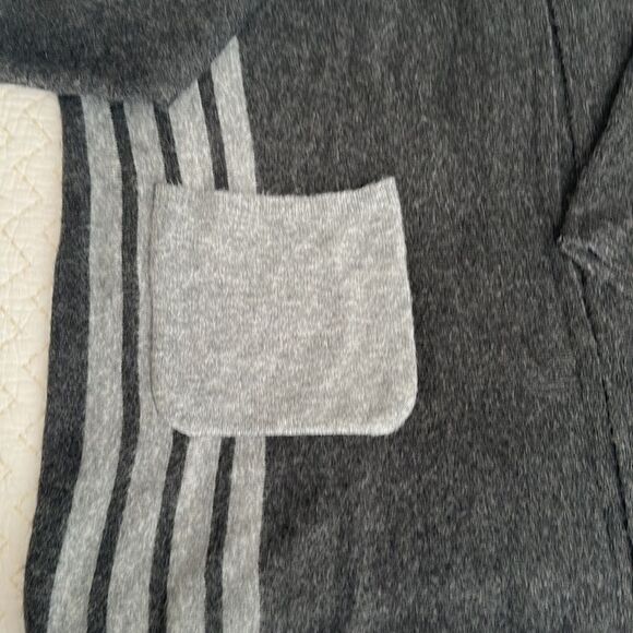 Veveret Women’s Wool Blend Grey Striped Open Front Pockets Cardigan Sweater M/L - Picture 12 of 13